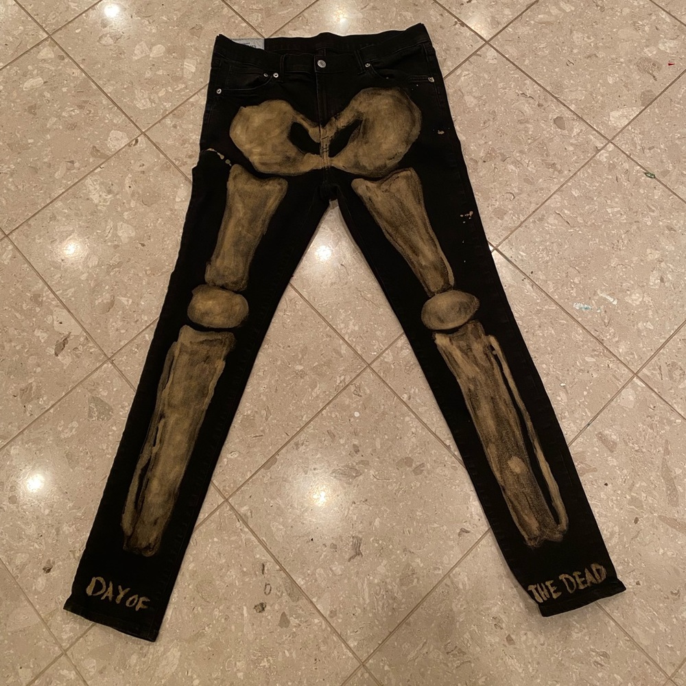 Custom dyed painted jeans
